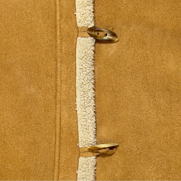 Talbots Women's Faux Shearling Jacket Tan Cream/ Off White Trim Size Large - Picture 4 of 14